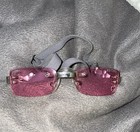 Doggles K9 Optix Xtra Small Shiny Silver Rhinestone Heart Pink Lens Sunglasses