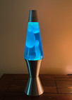 Htf   1997  Silver Streak  Lava Lamp Lite 16  Silver Base Blue Liquid White Lava