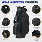 Pu Leather Golf Stand Bag 7-way Full Dividers Velvet-lined Cooler   Dual Straps