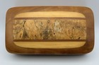 Vintage Burl Wood Inlaid Box Velvet Lined Trinket Jewelry Keepsake