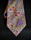 Vintage Liberty Of London Cotton Necktie 57    Long 4    Wide Floral Leafy Design