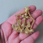 Vintage Gold Tone Glass Rhinestones Jesus Born Christmas Pin Brooch