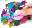 260 Pieces Colorful Glitter Foam Stickers Self Adhesive Stars Mini Heart Shapes 
