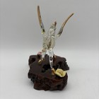 Hand Blown Glass Pegasus Winged Horse Figurine On Wood