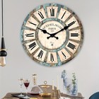 20 Inch Extra Large Wooden Burly Wood Roman Numeral Farmhouse Wall Clock