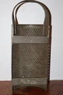 Antique Early Metal Tin Wall Grater Handmade Primitive Dark Worn  16 5  Patina