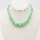 Vintage Czech Art Deco Graduate Faceted Green Uranium Glass Choker Necklace 15 