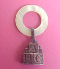 Vintage Baby Rattle Sterling  Mop Teething Handle  Abcdefg Blocks