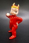 Vintage Lefton Red Pixie Elf Devil Japan Ceramic 3  Christmas Spaghetti Hair