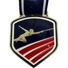 Usa Fencing Crown Awards Shield Medal Gold Tone Red White Blue Ribbon Good
