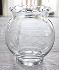 Small Clear Glass Vase   Candle Holder     5 5    Ruffled Scalloped Edge