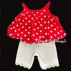 Build-a-bear Silky Polka Dot Red Bubble Top  White Leggings Teddy Clothes Outfit