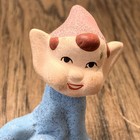 Vintage Ceramic Elf Pixie Glitter Figurine Sitting Legs Outstretched Blue 