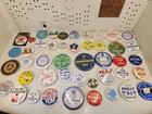 Vintage Pinback Button Lot Of 45 Pin Badges Police Political Advertising Novelty