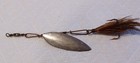 Vintage Unmarked Pflueger    4 Metal Spinner Fishing Lure  W feather Tail Hook 