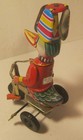Vintage Tin Toy Duck On Trike W Whirly-gig Hat Reproduction Excellent Works    