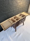 Nos Vintage Mcm Romanian Cantilever Sewing Box - Unused 3-tier Wood Chest