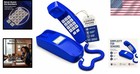 Landline Phone Corded Classic Blue Rotary Dial Home Telephone Unit