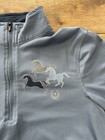Kerrits Riding Shirt Kids Size L Blue Long Sleeve 1 4 Zip Mesh Equestrian