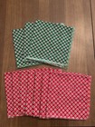 Vtg Christmas Cloth Napkins Cotton Set Of 10 With Fringe 7 Red 3 Green 14x 14