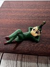 Vintage 2    Reclining Pixie Christmas Elf Miniature Figurine Green Hat Red Shoes