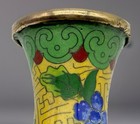 20th C  Chinese Cloisonn   6    Vase Yellow Floral Enamel On Brass
