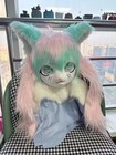 Fursuit Green Pink Kigurumi Head gloves Party Halloween Fur Cosplay Head
