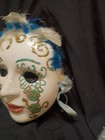 Vintage Hand Painted Porcelain Mardi Gras Mask   Wall Art   Taiwan Silver Pink