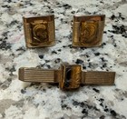 Vintage Men   s Mixed Lot Cufflinks   Tie Bars clasps 9pc Gold Black Silver