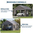 12x20ft Heavy Duty Portable Carport With Roll-up Windows And Removable Sidewalls