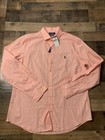 Polo Ralph Lauren Dress Shirt Mens 2xl Orange Stripe Slim Fit Long Sleeve