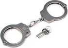 Sturdy Double Lock Police Handcuffs In Nickel Plated Silver - Includes Keys