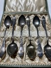 J Tostrup Norway 830s Silver Set Of 6 Tea Coffee Spoons Monogram Boxed Antique