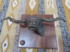 Bronze Longhorn Steer Signed   Numbered By Artist Jim Thomas Walnut Base Ec