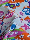 Psychedelic Flower Power Birds Castles Mid Century Barkcloth Era Vintage Fabric