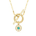 Pure Collection By Ross-simons Turquoise Nautical Star Charm In 14kt Yellow Gold