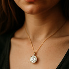 14k Solid Yellow Gold 5 Ctw Natural Clear Quartz Gemstone Pendant Necklace 18 In