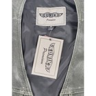 Unik Premium Distressed Grey Leather Motorcycle Vest W Front Chain Men s Sz M