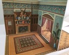 Antique Paper Dollhouse 8  Tall X 16  4 Rooms 12 Pages Mcloughlin Vintage Repro
