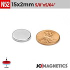 15mm X 2mm N52 Super Strong Rare Earth Neodymium Magnet Round Disc 15x2mm