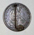 1800s U s  Seated Liberty Silver Half Dollar Love Token Pin  emily 