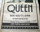 Queen British Rock Band Concert At Madison Square Garden 1978 Nyc Advertisement 