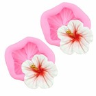 2pcs Mini Hibiscus Flower Silicone Molds For Diy Fondant Candy Making Tools
