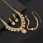 Gold Plated Crystal Necklace Bracelet Earrings Set Prom Wedding Pageant Bridal