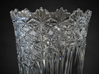 Vintage Heavy Cut Crystal Vase     Starburst   Fan Pattern     Excellent Cond  9 