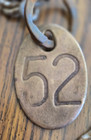 Vintage Brass Double Sided Cattle Cow Tag Number 52 With Original Chain