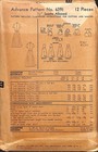 Rare Vintage 1950s Dress Advance Sewing Pattern 6391 Bust 30  near Complete
