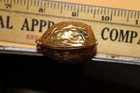 Vintage Ernest Steiner Original Walnut Shaped Sewing Kit Holder Gold Tone