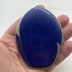 Vintage Elgin Elgina Refillable Makeup Compact - Blue Enamel Oval Empty 15
