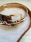 Leather Thunderbird Native Hand Seed Beaded Southwestern Small Belt 33   Vintage